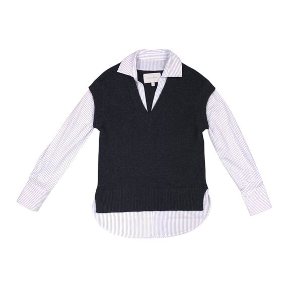 Brochu Walker The Looker V Neck Sweater Layered Cashmere Wool Pullover - Picture 1 of 11